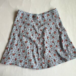 Reformation flounce skirt in powder blue